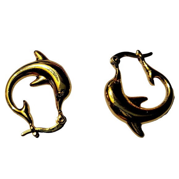 Elegant and Timeless: Classic Design Dolphin Hoop Earrings - Picture 3 of 6